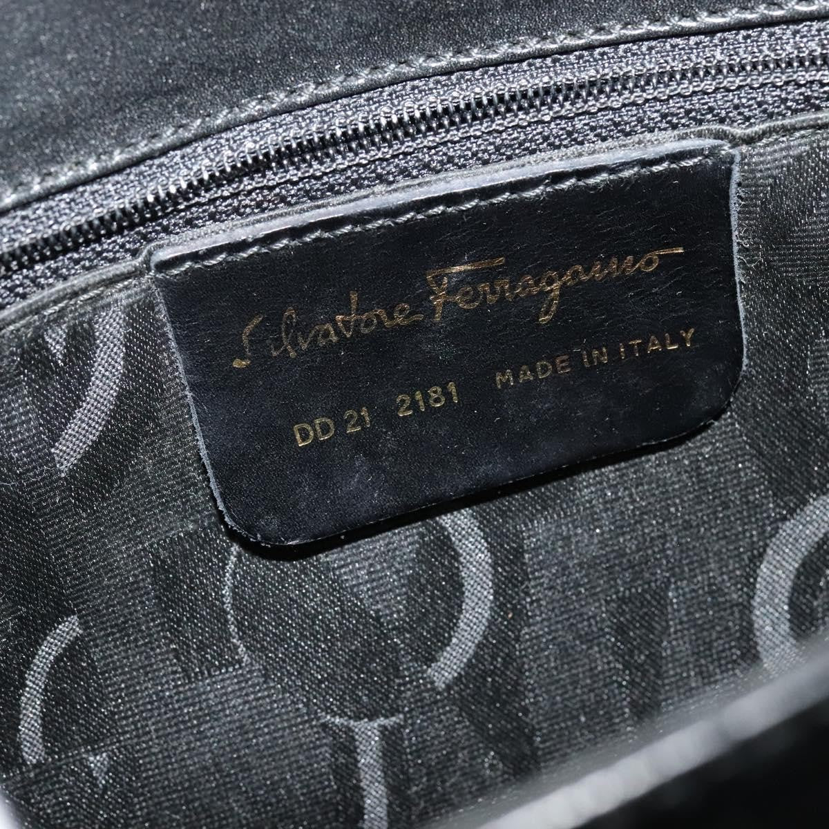 Salvatore Ferragamo Gancini Convertible Top Handle Bag Leather, BLACK, LEATHER, Handbag