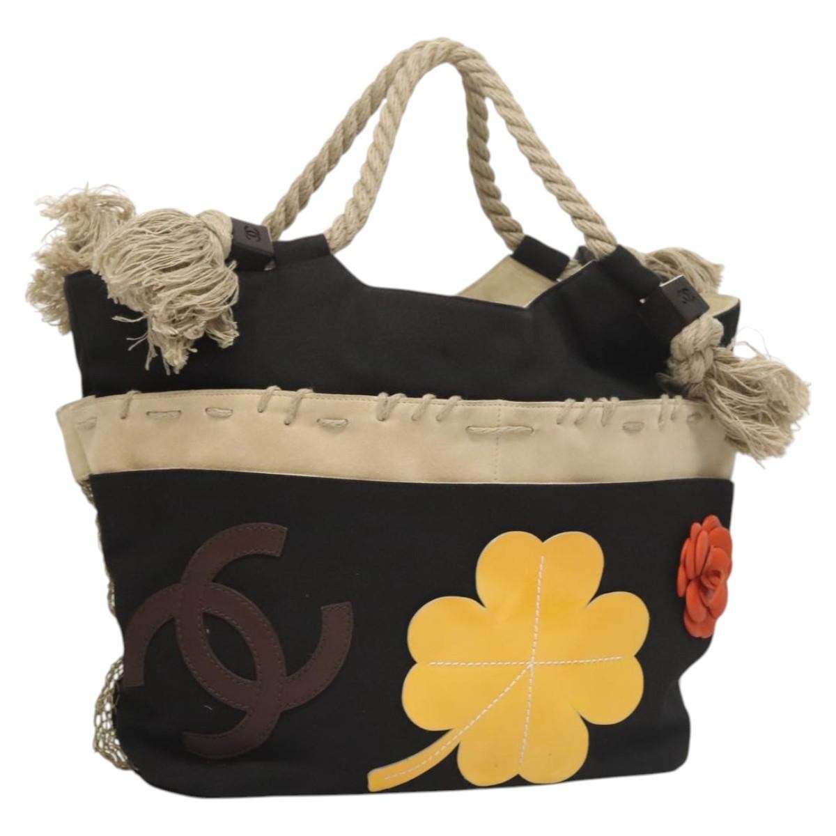Chanel Camellia Flower Tote Canvas, BLACK, CANVAS, Tote bag