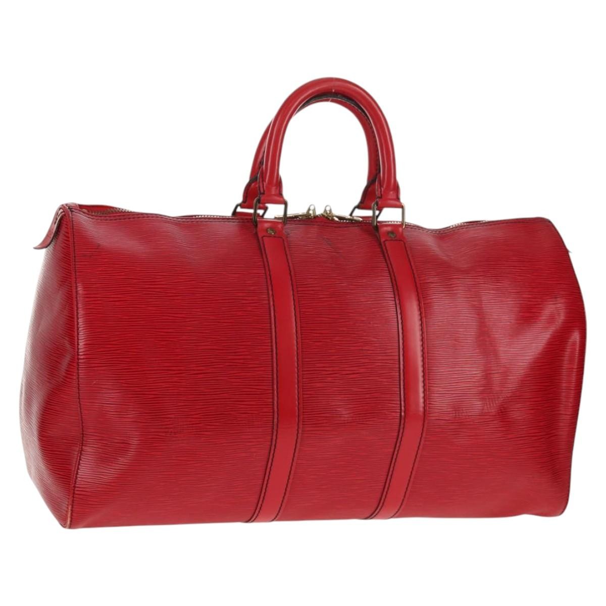 Louis Vuitton Keepall Bag Epi Leather, RED, LEATHER, Travel bag