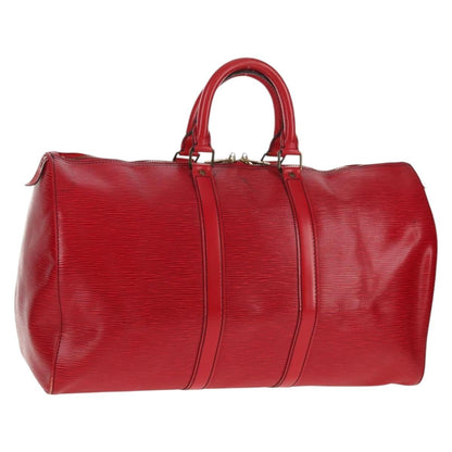 Louis Vuitton Keepall Bag Epi Leather, RED, LEATHER, Travel bag