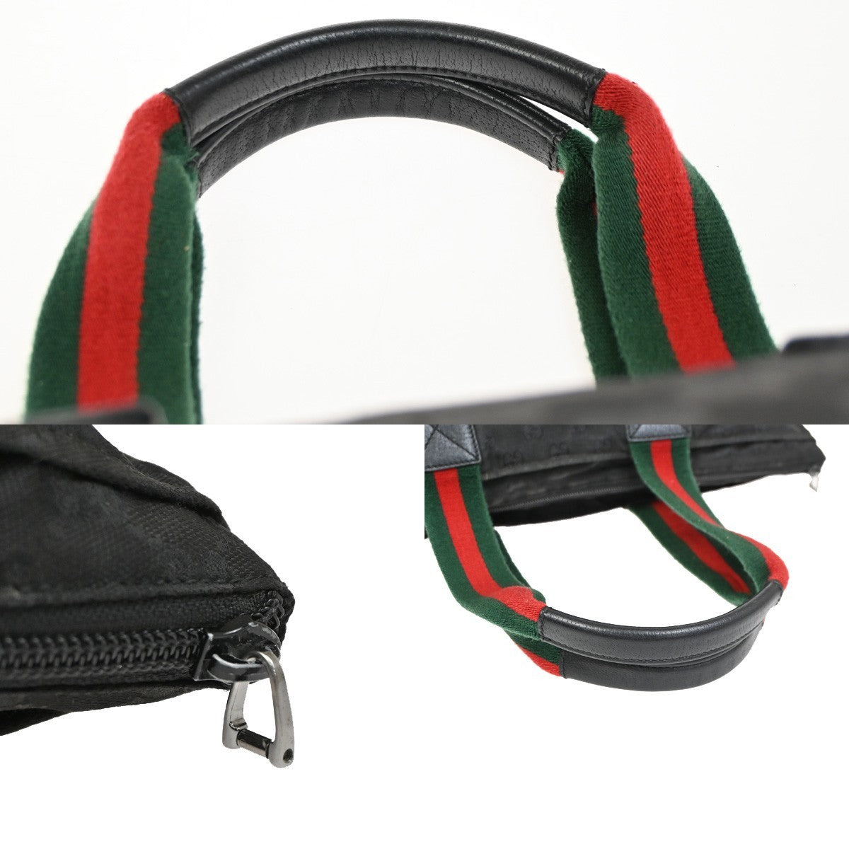 Gucci Web Zip Tote GG Nylon, BLACK, NYLON, Shoulder bag