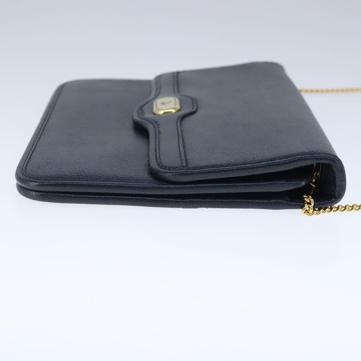 Christian Dior Vintage CD Chain Flap Shoulder Bag Leather, NAVY, LEATHER, Shoulder bag