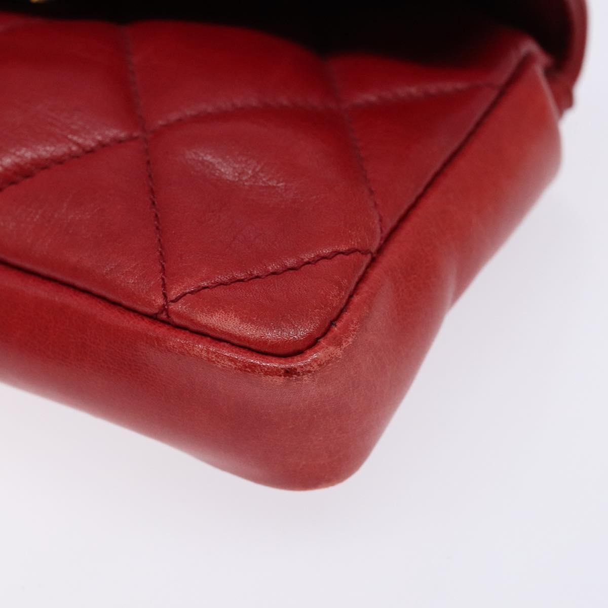Chanel Vintage CC Flap Waist Bag Quilted Leather, RED, LEATHER, Clutche & pouche