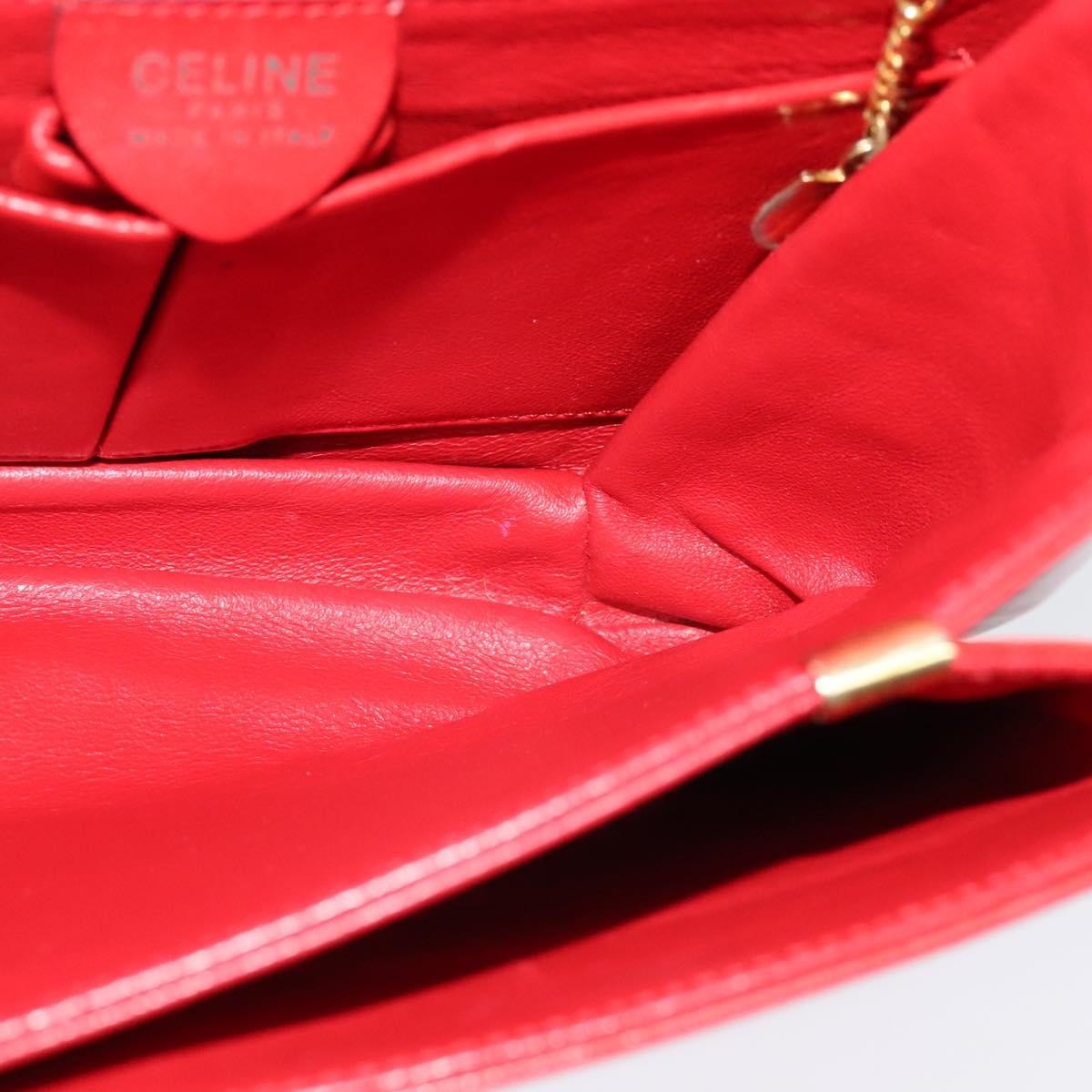 Celine Vintage Triomphe Shoulder Bag Leather, RED, LEATHER, Shoulder bag