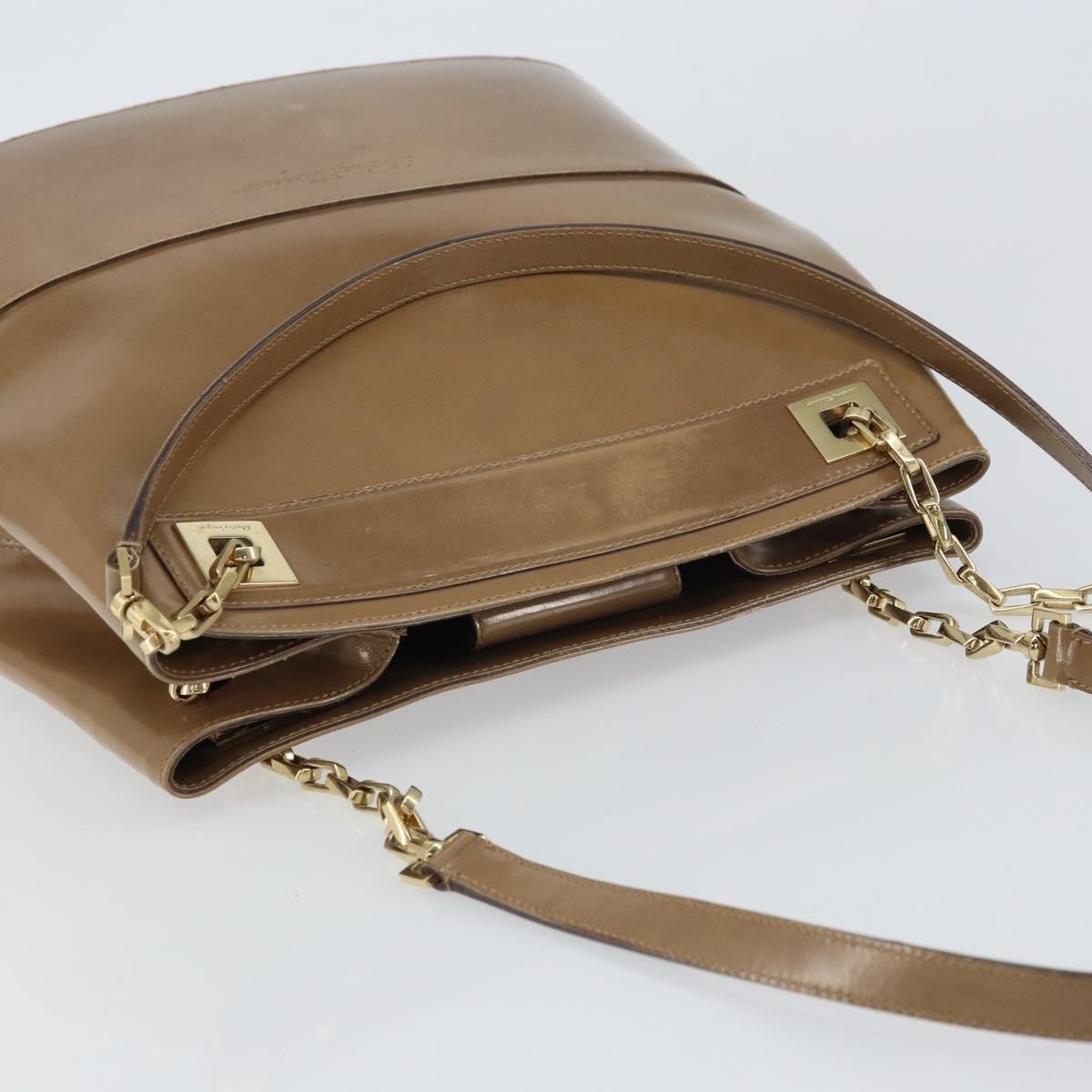 Salvatore Ferragamo Vintage Shoulder Bag Patent leather, BEIGE, PATENT_LEATHER, Shoulder bag