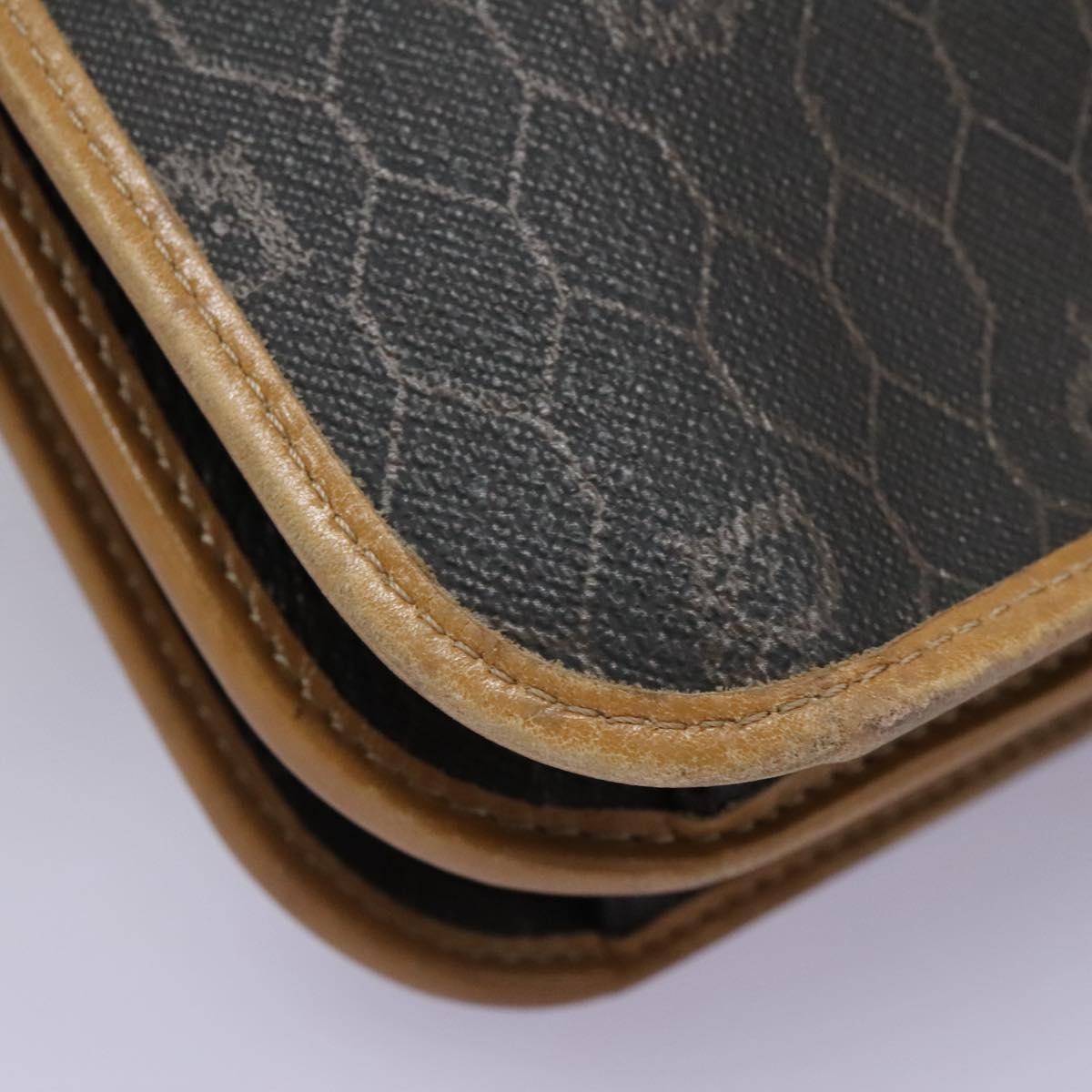 Christian Dior Vintage Honeycomb Flap Crossbody Bag Canvas and Leather, BLACK, CANVAS, Crossbody bag