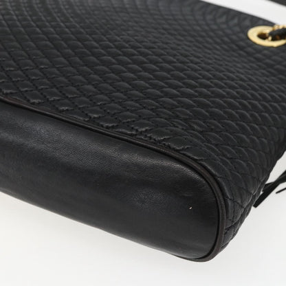 Bally Vintage Chain Shoulder Bag Quilted Leather, BLACK, LEATHER, Shoulder bag