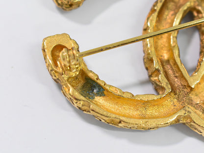 Chanel CC Brooch Textured Metal, GOLD, GOLD_PLATED, Brooch