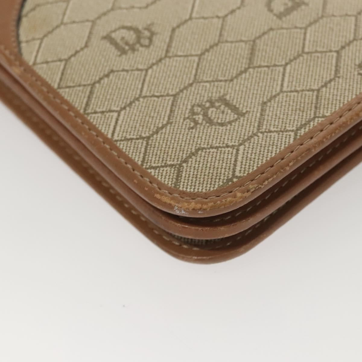 Christian Dior Vintage Honeycomb chain Canvas, BEIGE, CANVAS, Handbag