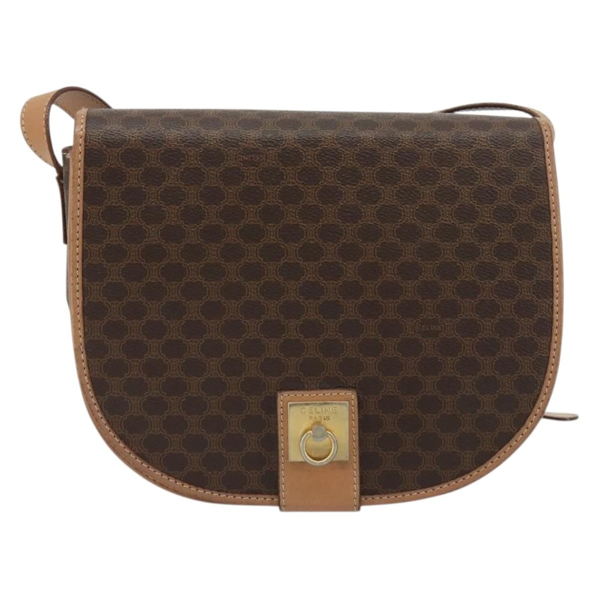 Celine Macadam Shoulder Bag PVC Leather, Brown, Canvas, Shoulder Bag