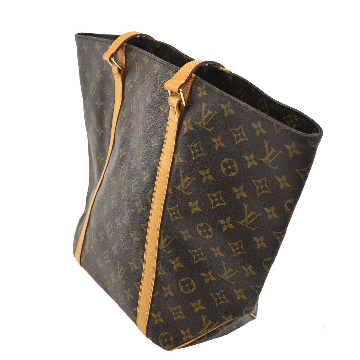 Louis Vuitton Shopping Sac Handbag Monogram Canvas, BROWN, CANVAS, Tote bag