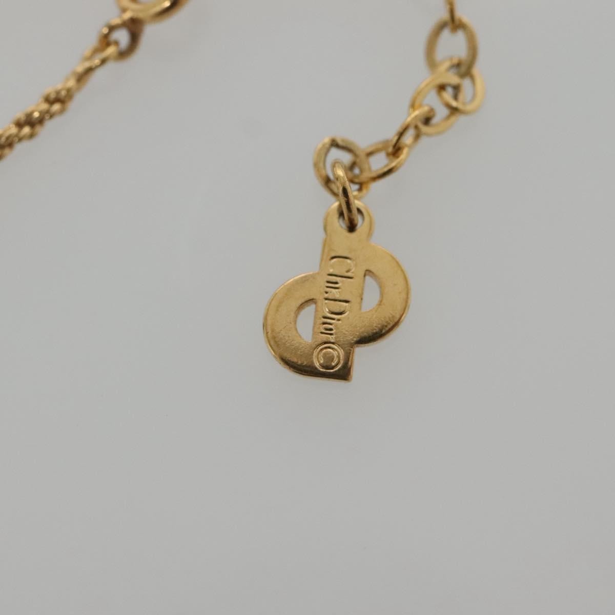 Christian Dior Vintage Logo Round Pendant Necklace Metal, GOLD, METAL, Necklace