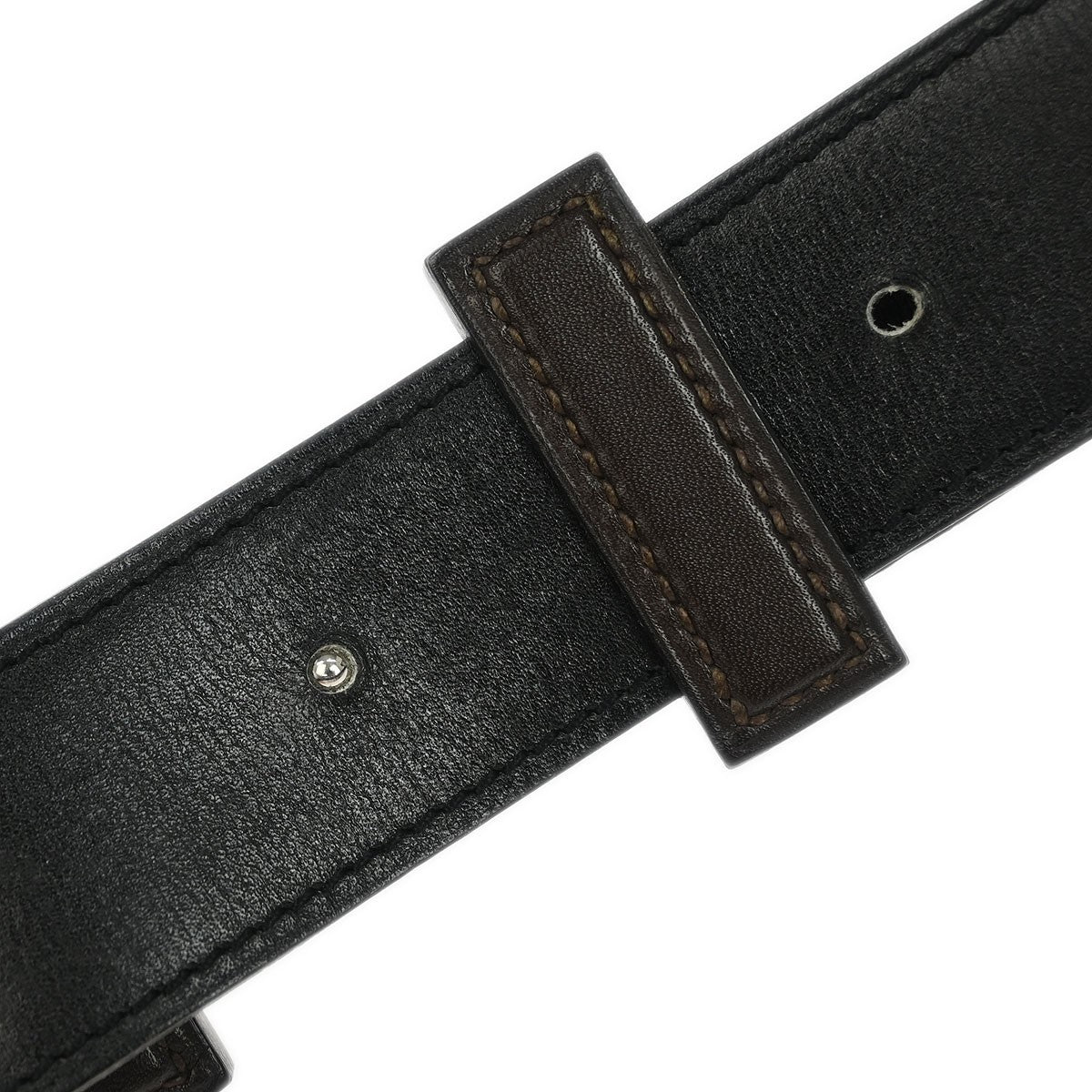 Hermes Constance Reversible Belt Leather, BROWN, LEATHER, Belts