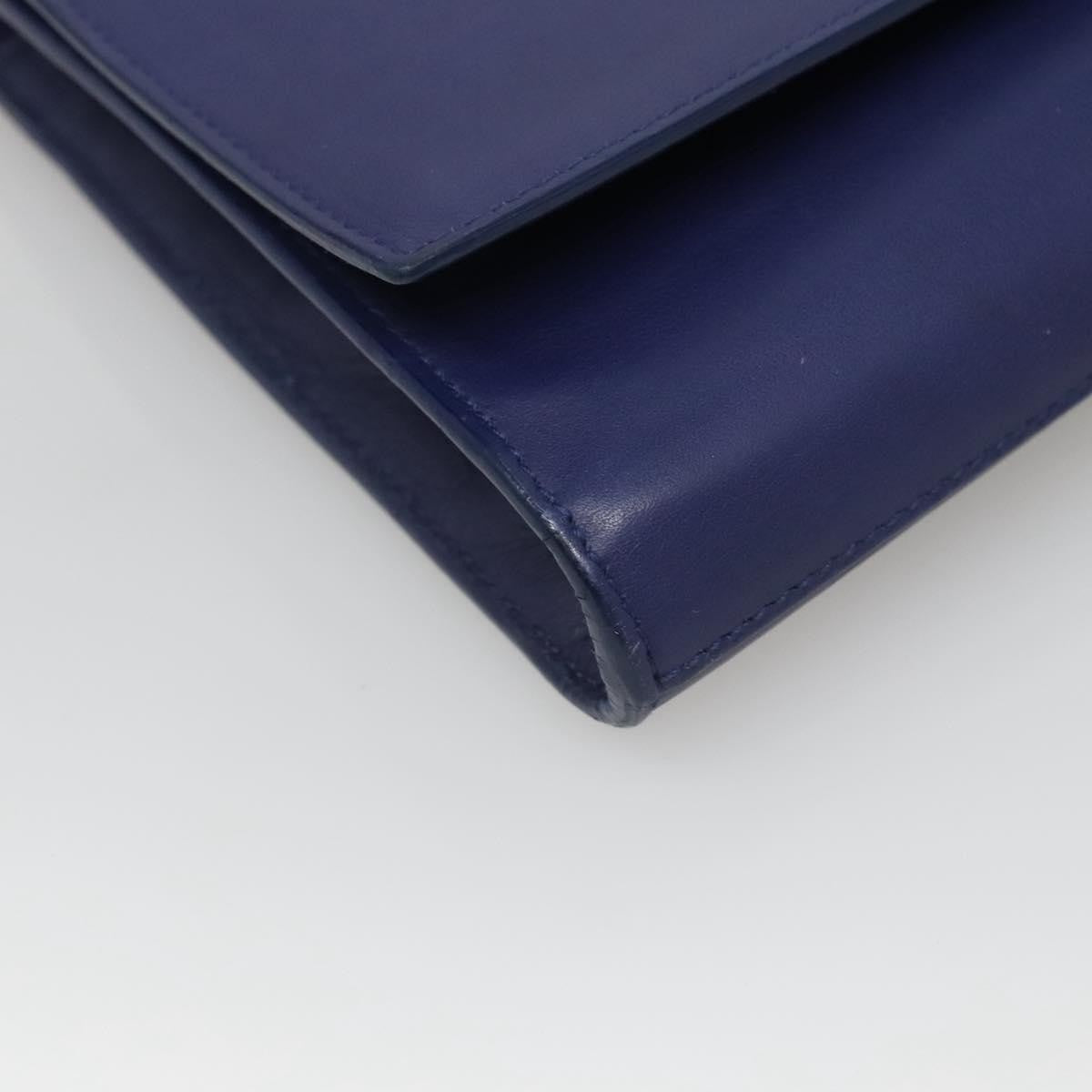 Saint Laurent Chyc Clutch Leather, BLUE, LEATHER, Clutche & pouche