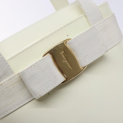 Salvatore Ferragamo Vara Bow Top Handle Bucket Bag Patent Leather, WHITE, PATENT_LEATHER, Handbag