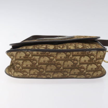 Christian Dior Vintage CD Flap Shoulder Bag Canvas, BROWN, CANVAS, Shoulder bag