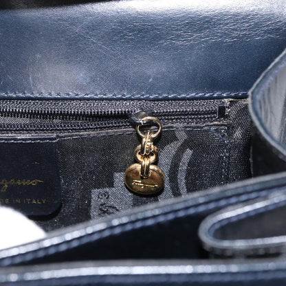 Salvatore Ferragamo Convertible Top Handle Bag Leather, NAVY, LEATHER, Handbag