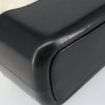 Chanel Bicolor Gabrielle Hobo Quilted Aged Calfskin, WHITE, LEATHER, Shoulder bag