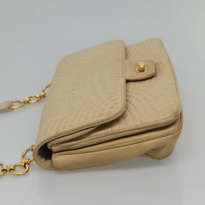 Bally Vintage Chain Shoulder Bag Quilted Leather, BEIGE, LEATHER, Shoulder bag