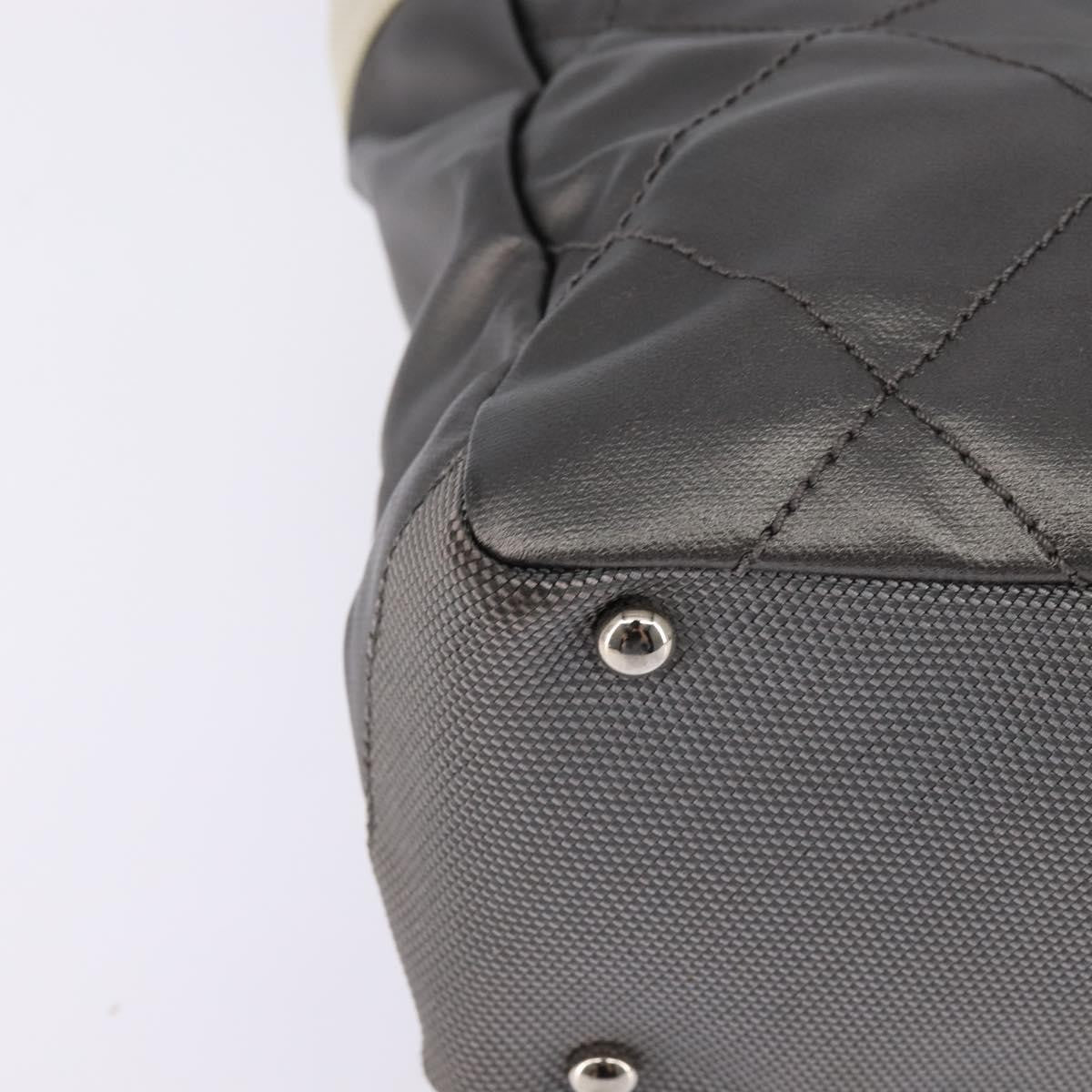 Chanel Biarritz Tote Quilted Coated Canvas, SILVER, CANVAS, Tote bag