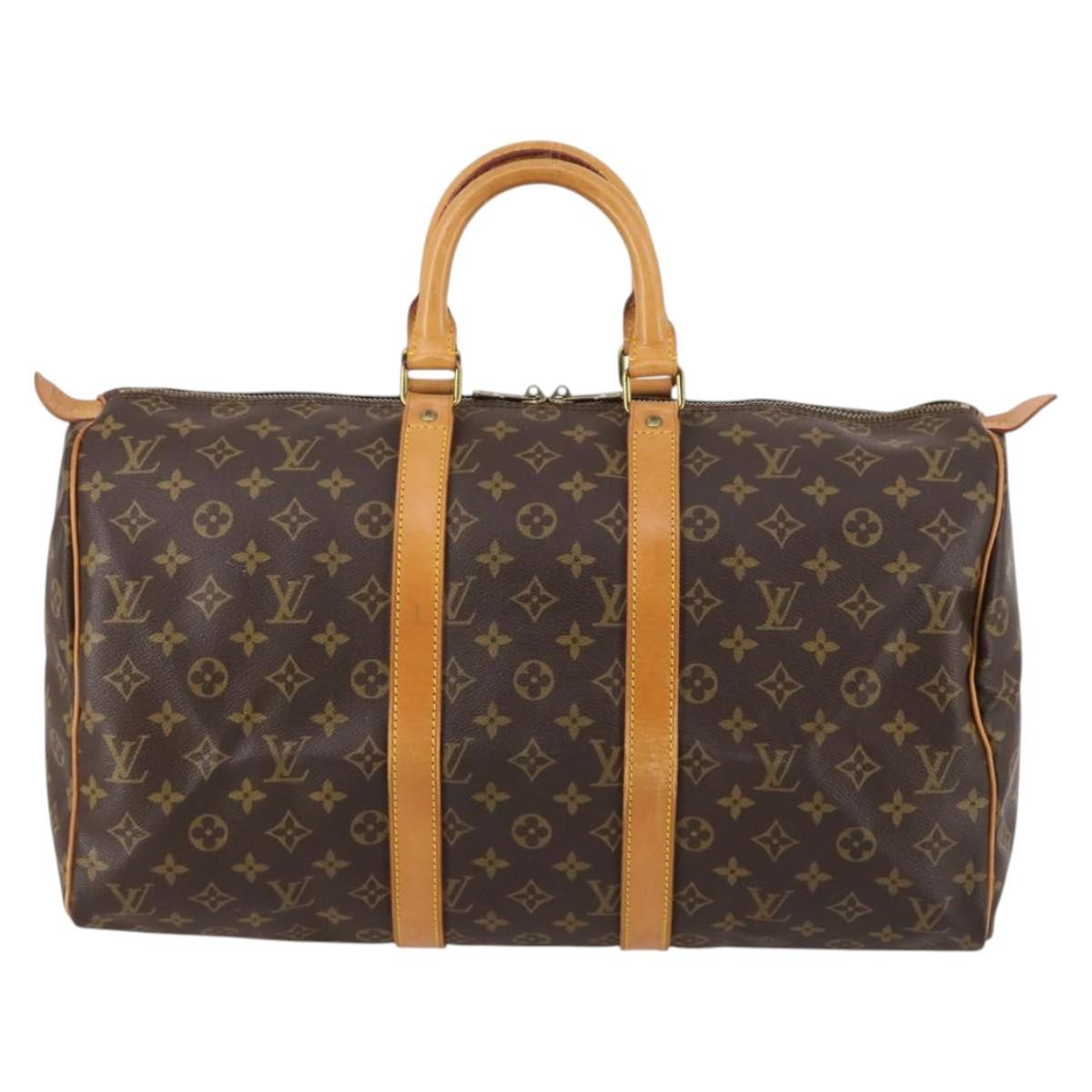 Louis Vuitton Keepall Bandouliere Bag Monogram Canvas, BROWN, CANVAS, Travel bag