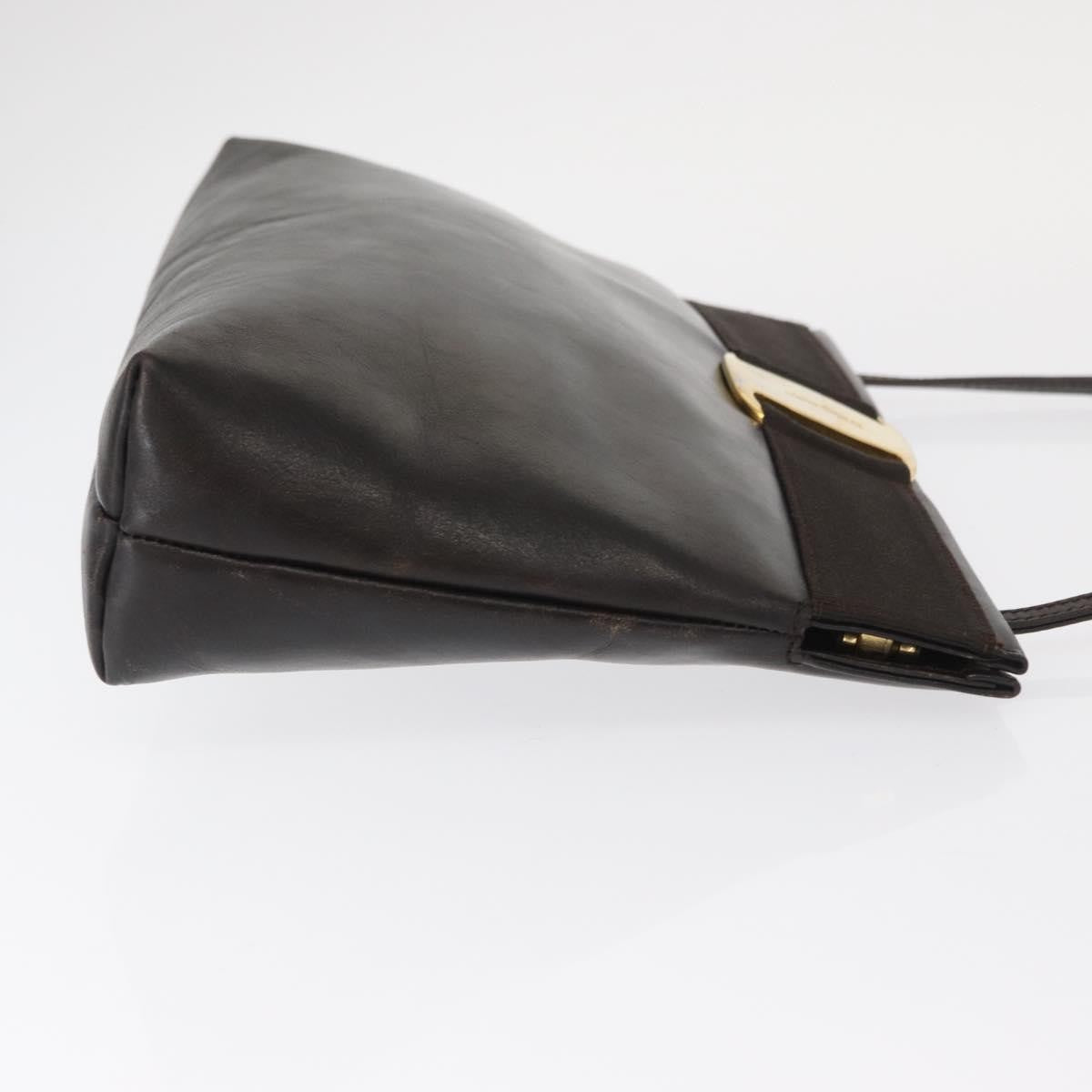 Salvatore Ferragamo Vala Shoulder Bag Leather, BROWN, LEATHER, Shoulder bag