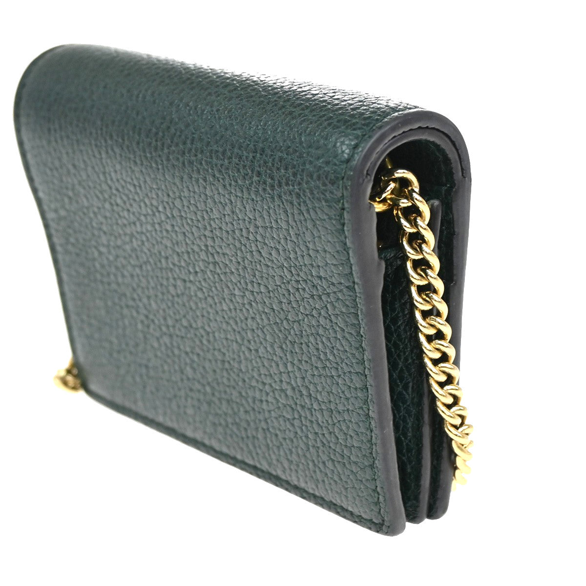 Gucci Zumi Chain Card Case Leather, GREEN, LEATHER, Wallets