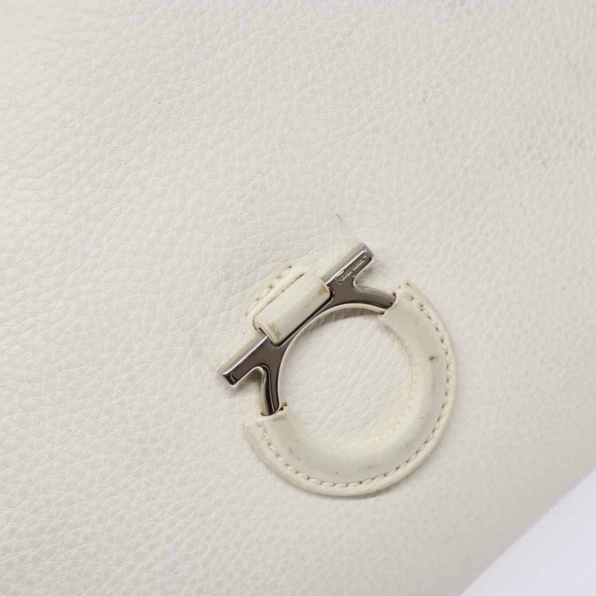Salvatore Ferragamo Gancini Shoulder Bag Leather, WHITE, LEATHER, Shoulder bag