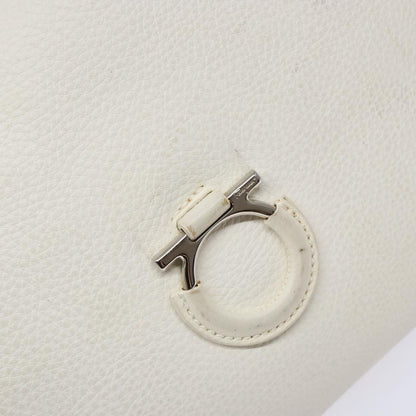 Salvatore Ferragamo Gancini Shoulder Bag Leather, WHITE, LEATHER, Shoulder bag
