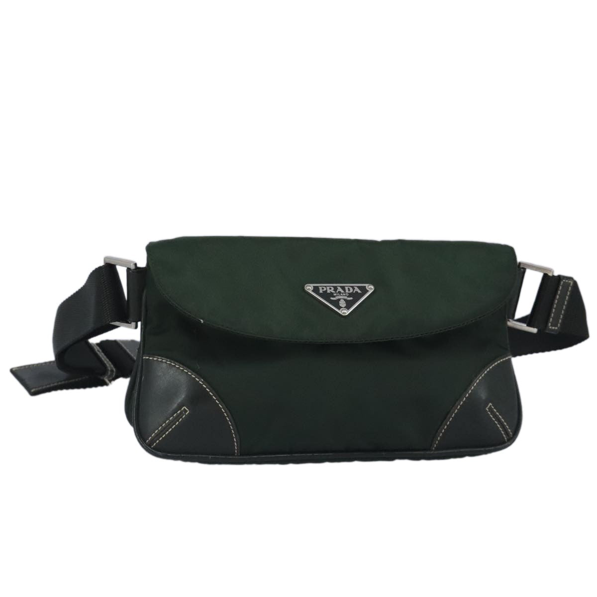 Prada Waist Bag Nylon and leather, KHAKI, NYLON, Shoulder bag