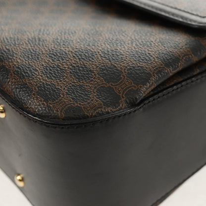 Celine Vintage Convertible Top Handle Bag Macadam Coated Canvas, BROWN, PVC, Handbag