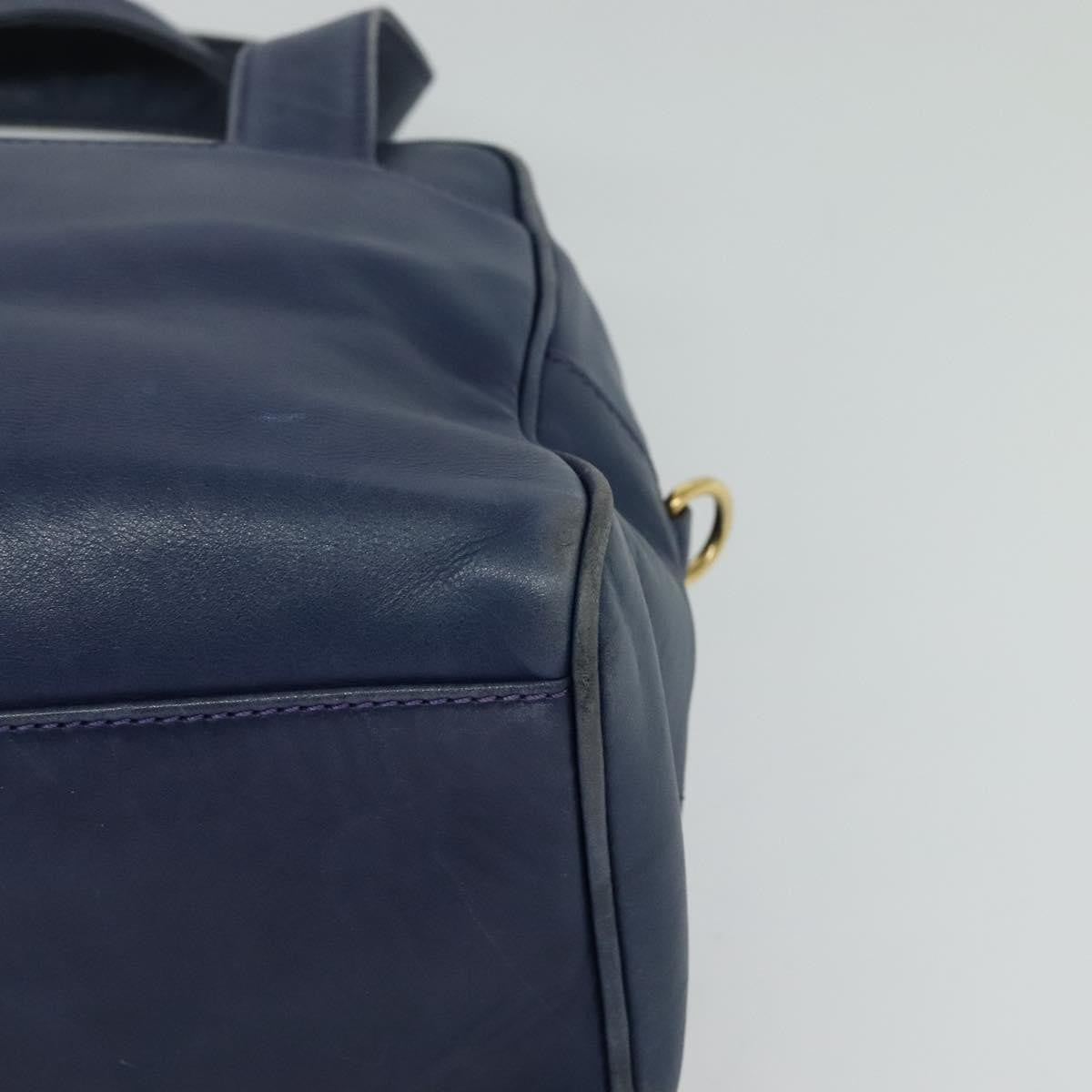 Celine Circle Logo Handbag Leather, BLUE, LEATHER, Handbag