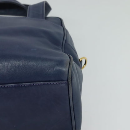 Celine Circle Logo Handbag Leather, BLUE, LEATHER, Handbag