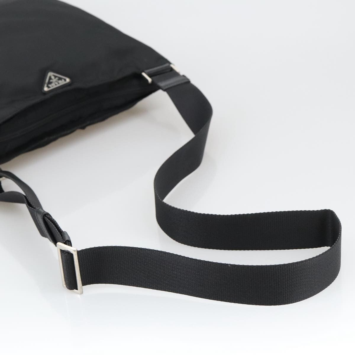 Prada Flat Messenger Bag Tessuto, BLACK, NYLON, Shoulder bag