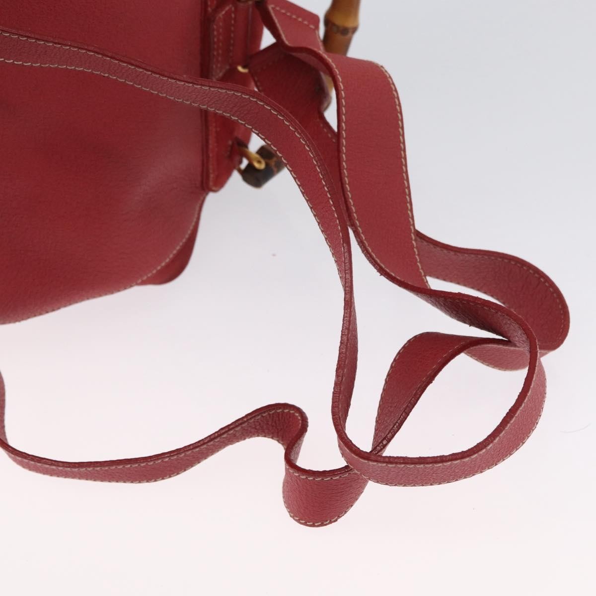 Gucci Vintage Bamboo Backpack Suede and Leather, Red, Suede, Backpack