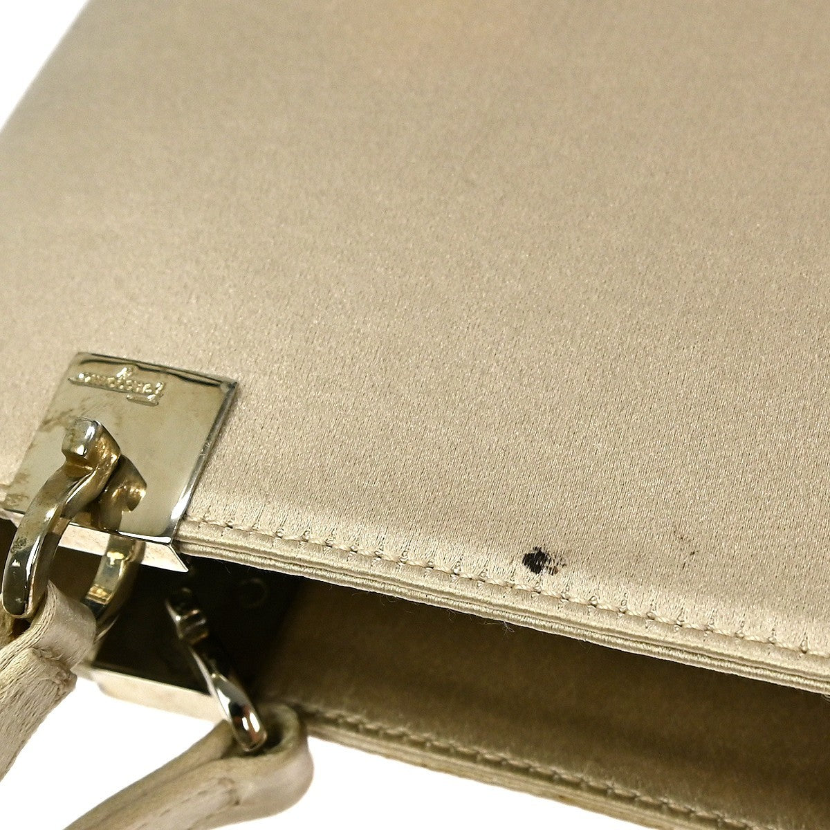 Salvatore Ferragamo Vintage Handbag Satin, BEIGE, SATIN, Handbag
