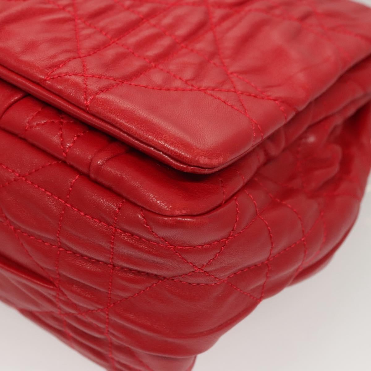 Christian Dior Delidior Chain Shoulder Bag Cannage Quilt Leather, RED, LEATHER, Shoulder bag