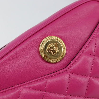 Versace Medusa Icon Front Slip Pocket Camera Bag Quilted Leather, PINK, LEATHER, Shoulder bag