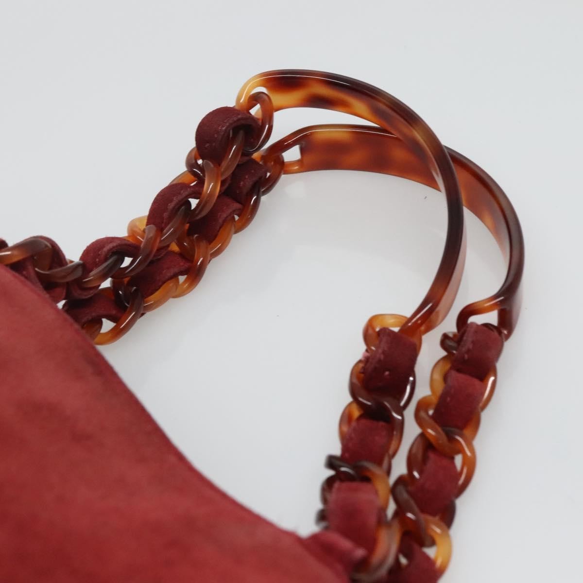 Chanel Vintage Resin Chain Tote Suede, RED, SUEDE, Tote bag