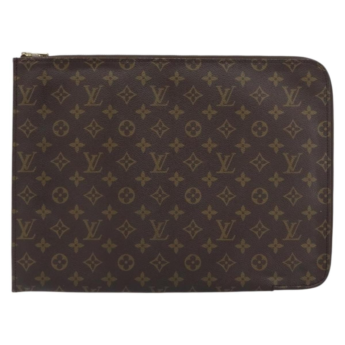 Louis Vuitton Poche Documents Monogram Canvas, BROWN, CANVAS, Clutche & pouche