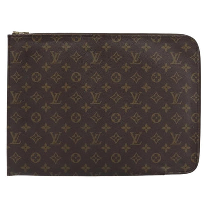Louis Vuitton Poche Documents Monogram Canvas, BROWN, CANVAS, Clutche & pouche