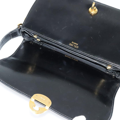 Celine Shoulder Bag Leather, BLACK, LEATHER, Shoulder bag