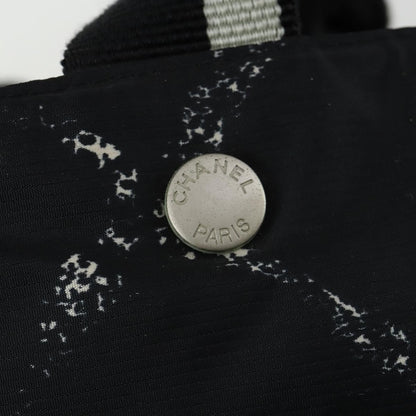 Chanel Travel Line Boston Bag Printed Nylon, BLACK, NYLON, Travel bag