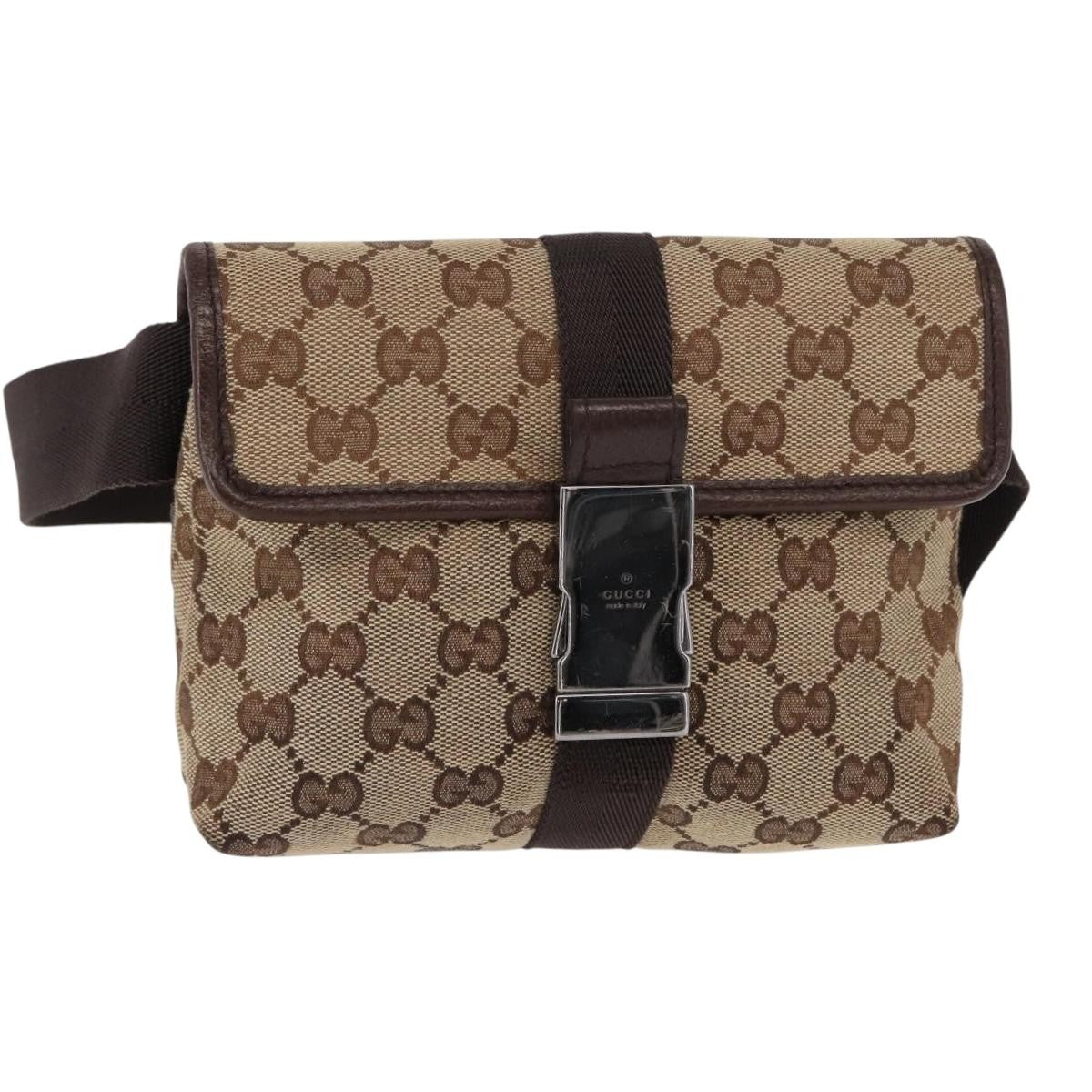 Gucci Buckle Belt Bag GG Canvas, BEIGE, CANVAS, Shoulder bag