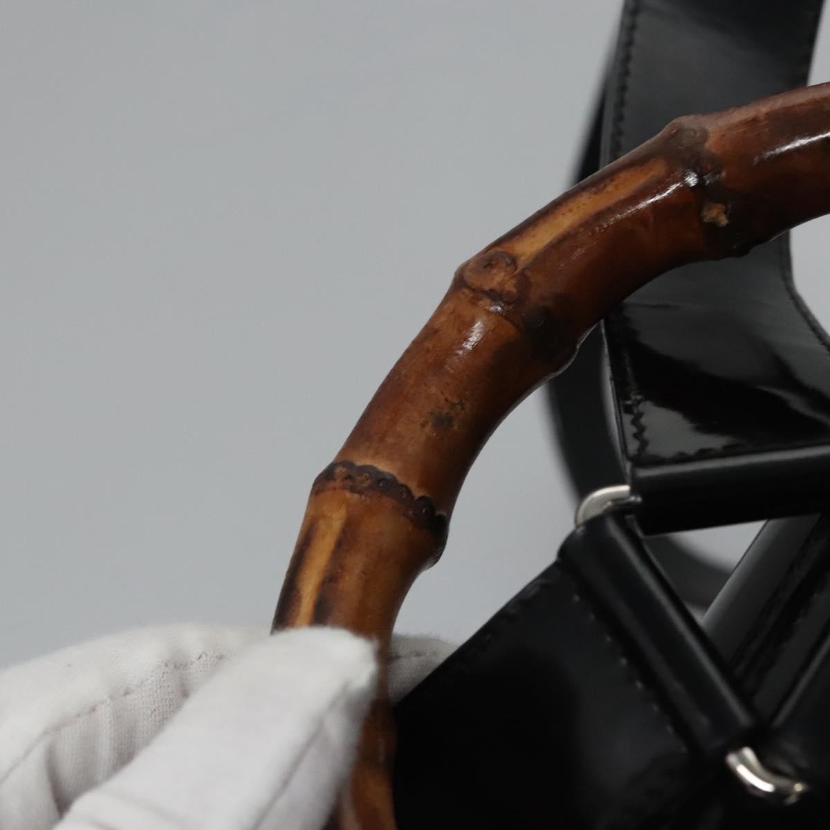Gucci Vintage Bamboo Backpack Patent, BLACK, PATENT_LEATHER, Backpack