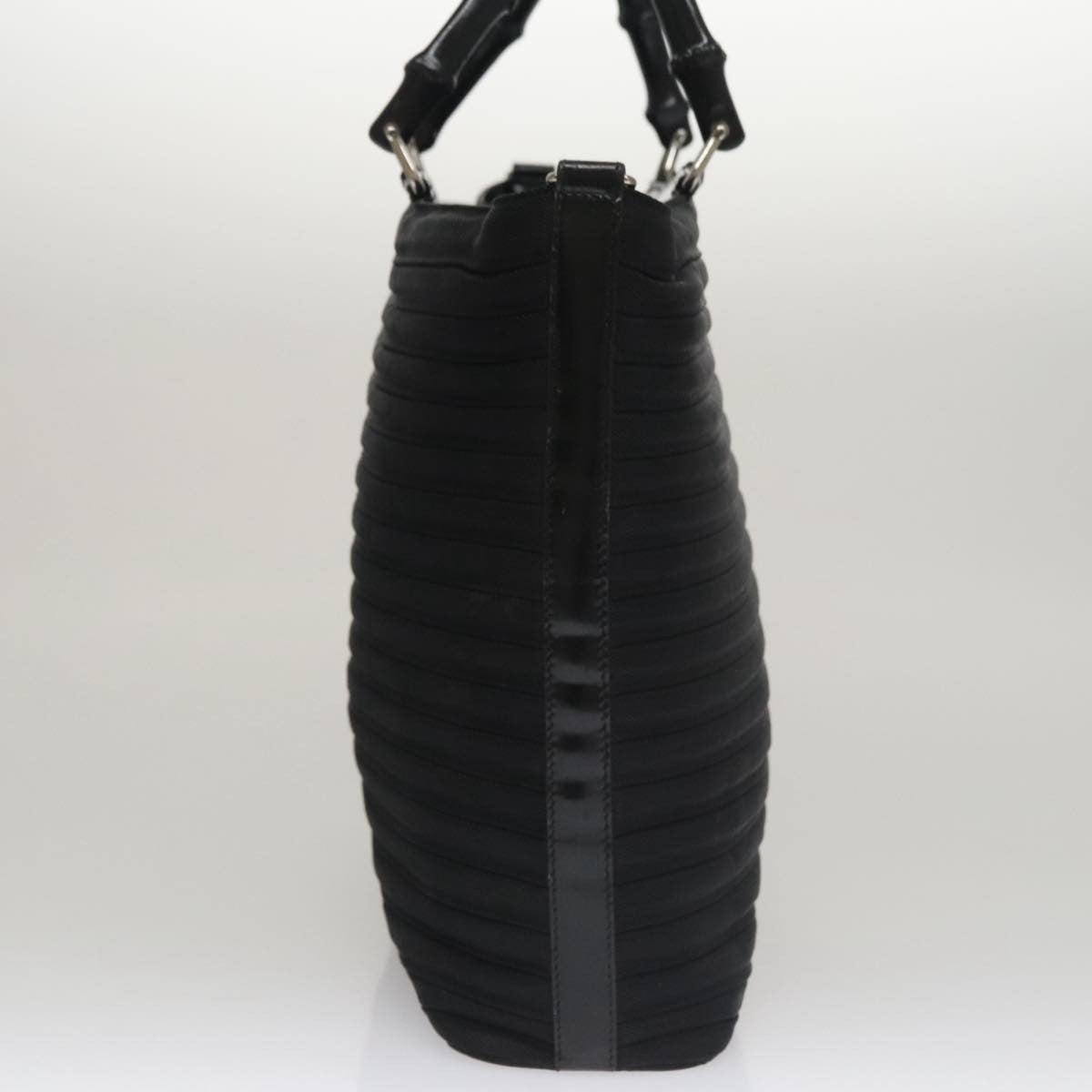 Gucci Vintage Bamboo Handle Tote Nylon, BLACK, NYLON, Tote bag