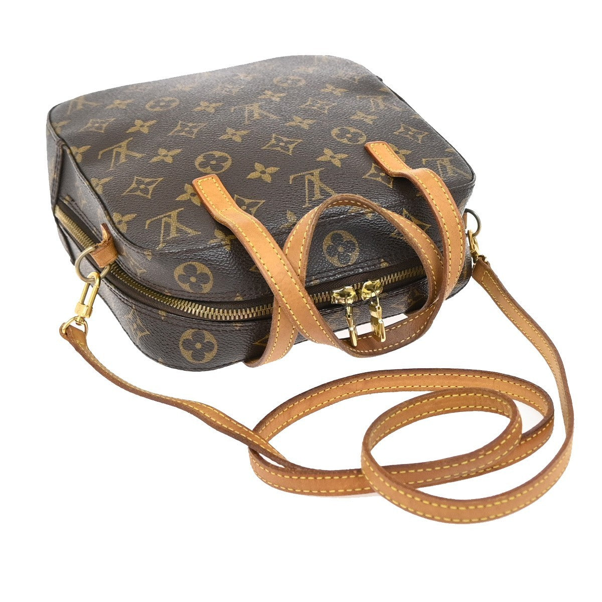 Louis Vuitton Spontini Handbag Monogram Canvas, BROWN, CANVAS, Handbag