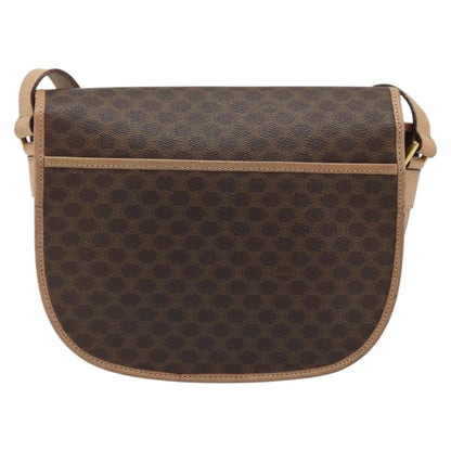 Celine Vintage Macadam Shoulder Bag Canvas and Leather, Brown, Canvas, Shoulder Bag