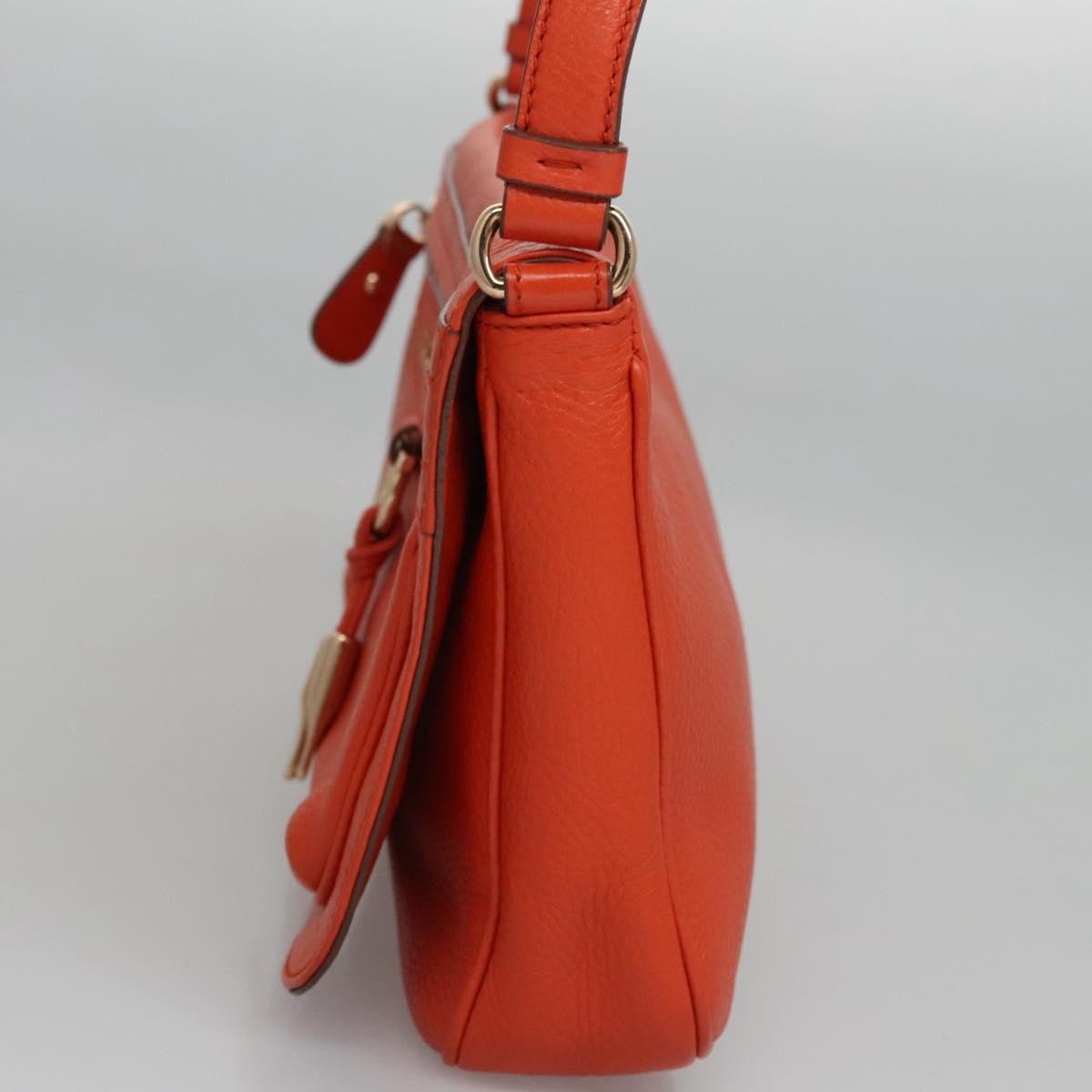 Salvatore Ferragamo Gancini Shoulder Bag Leather, ORANGE, LEATHER, Shoulder bag