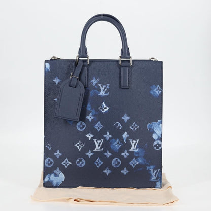 Louis Vuitton Sac Plat Zipped Bag Limited Edition Monogram Ink Watercolor Leather, BLUE, CANVAS, Tote bag